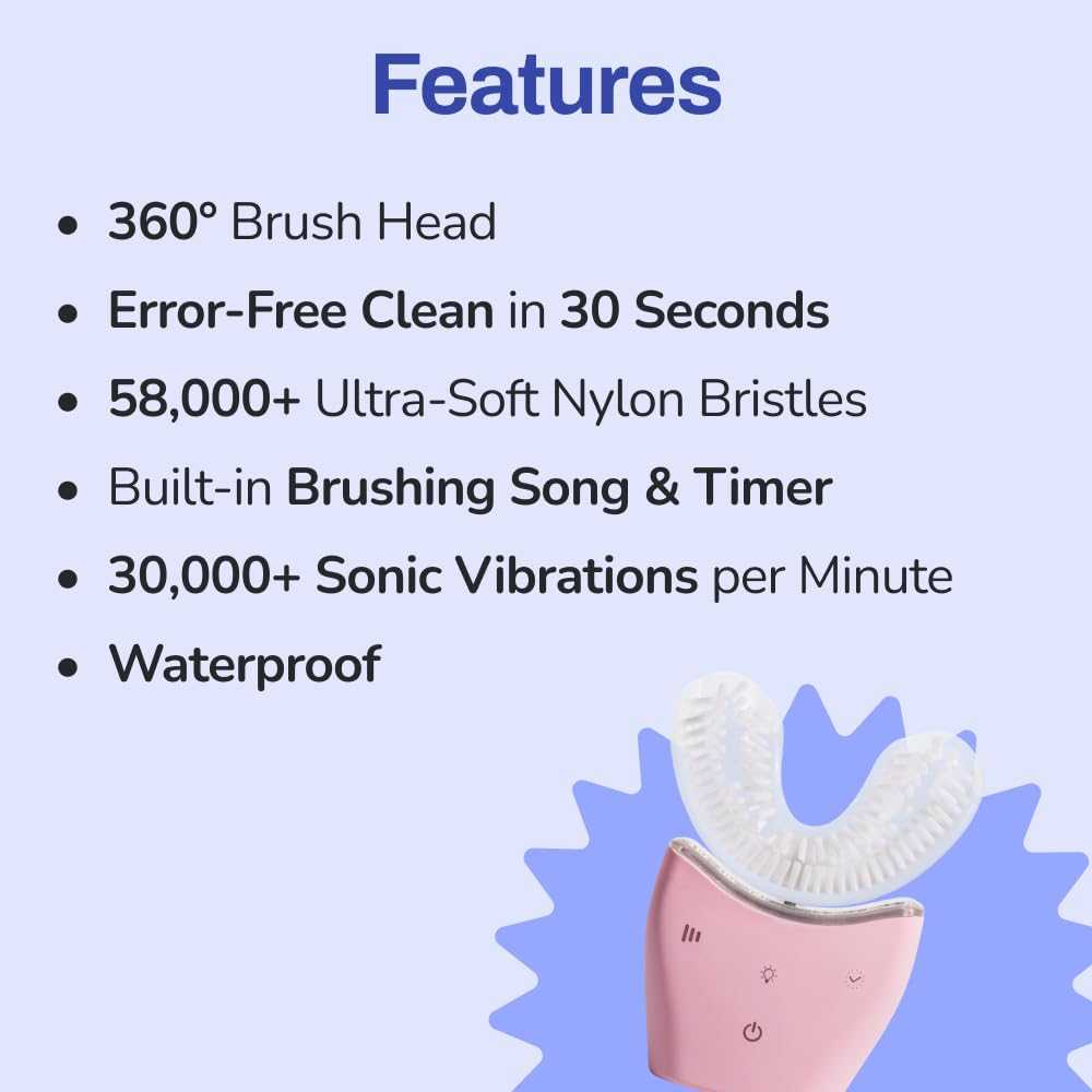 Pink Autobrush Sonic Pro electric toothbrush with 360-degree U-shaped brush head and waterproof design